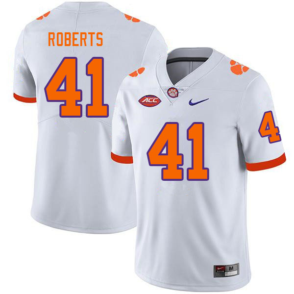 Men #41 Andrew Roberts Clemson Tigers College Football Jerseys Sale-White - Click Image to Close